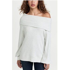 VELVET By Graham & Spencer Womens Gray Cowl Neck Ribbed Pullover Sweater XS NWT